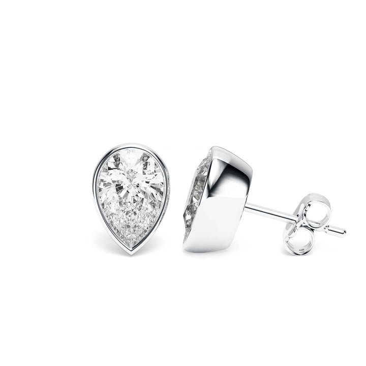 Deco Bezel Pear Lab Diamond Studs -  E1112 in Earrings by 18 KARATS INC.