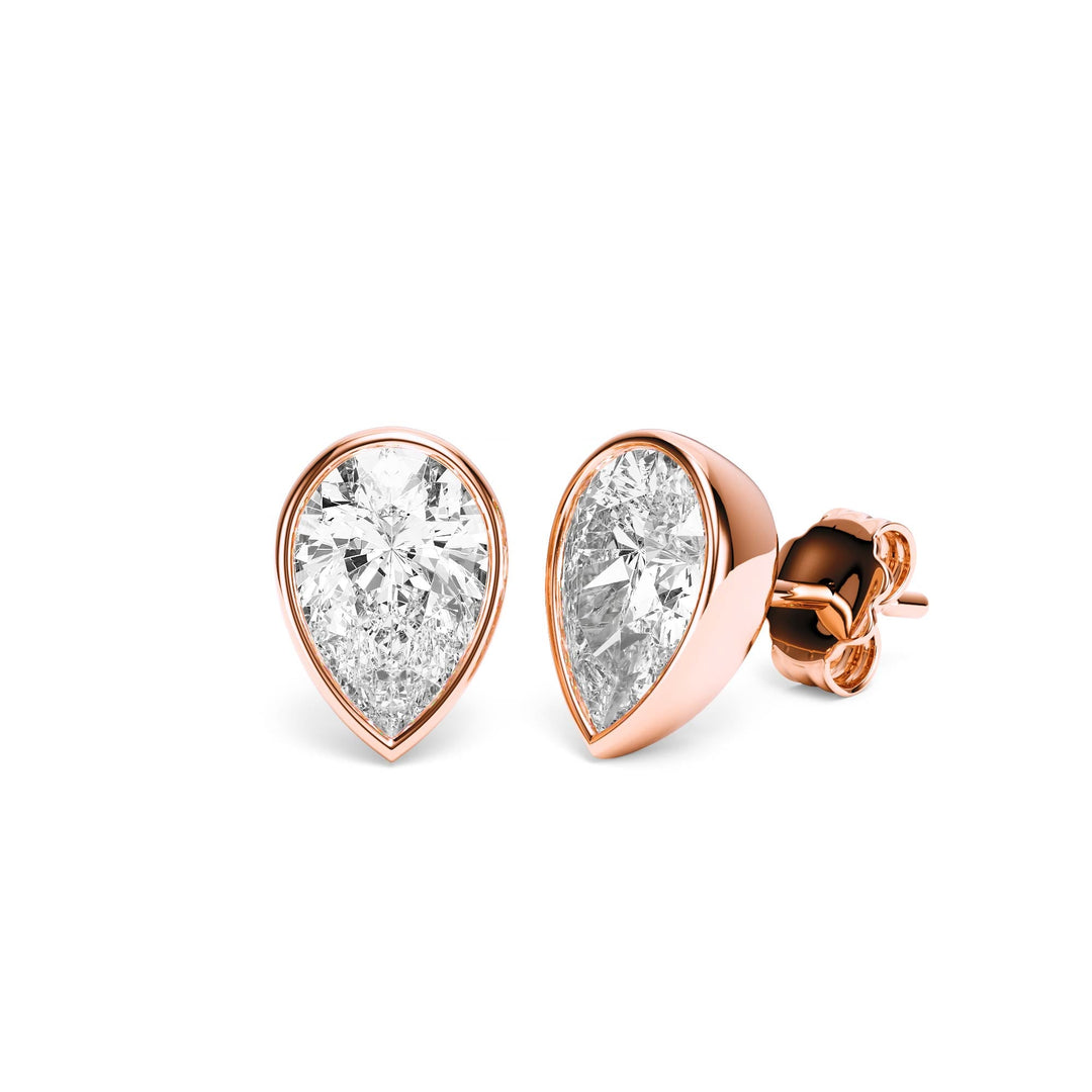 Deco Bezel Pear Lab Diamond Studs -  E1112 in Earrings by 18 KARATS INC.