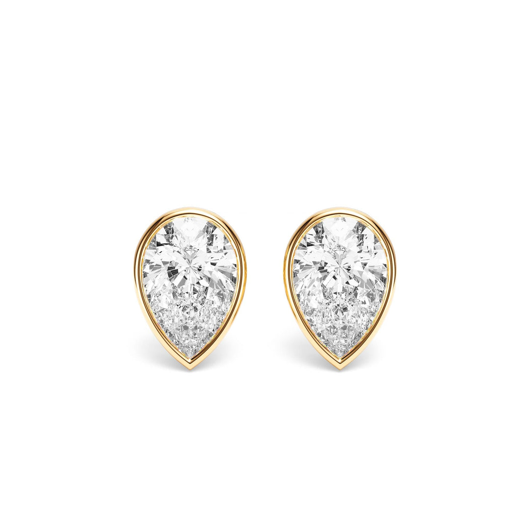 Deco Bezel Pear Lab Diamond Studs -  E1112 in Earrings by 18 KARATS INC.