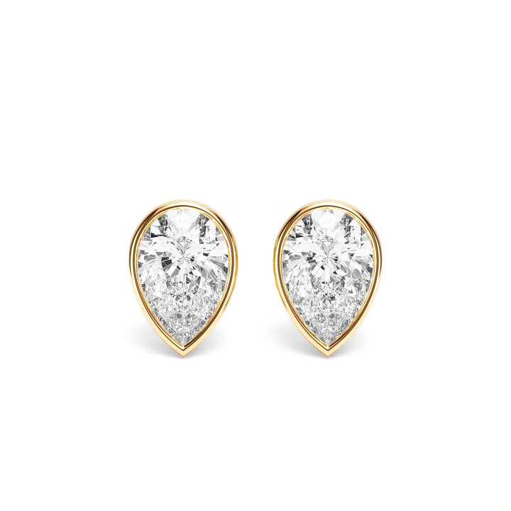 Deco Bezel Pear Lab Diamond Studs -  E1112 in Earrings by 18 KARATS INC.
