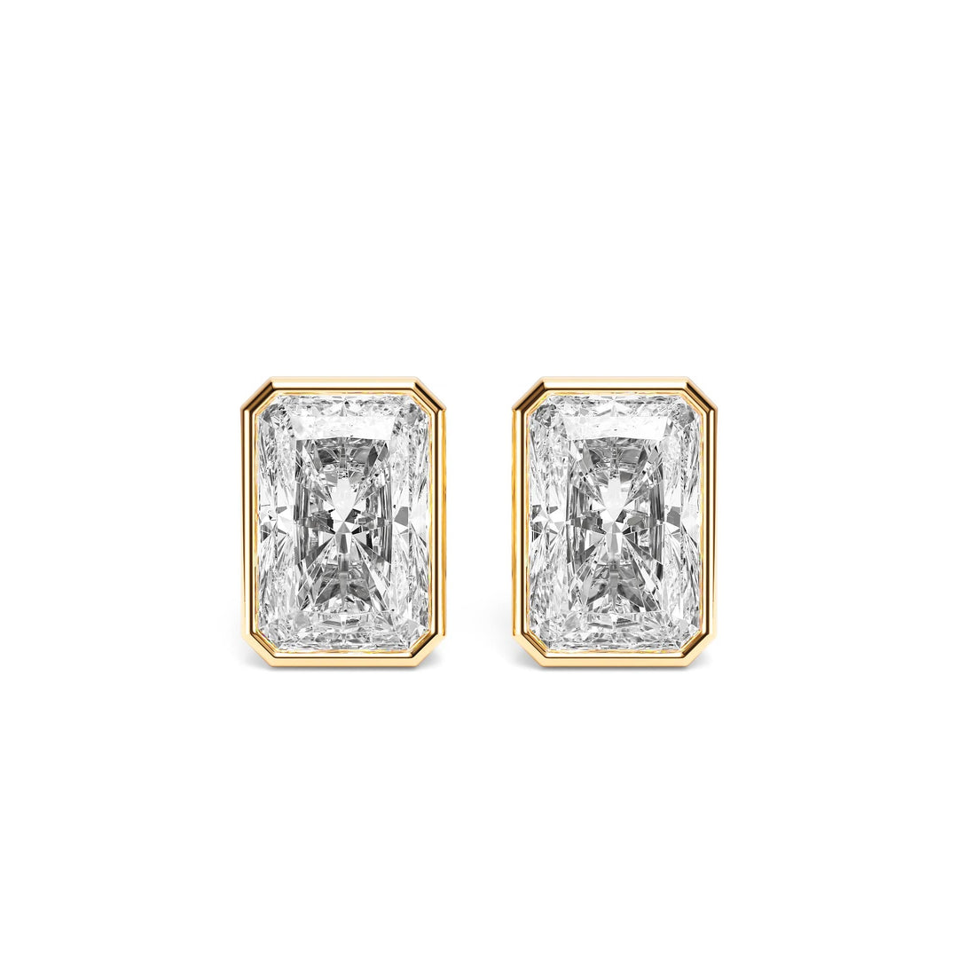 Deco Bezel Radiant Lab Diamond Studs -  E1112 in Earrings by 18 KARATS INC.