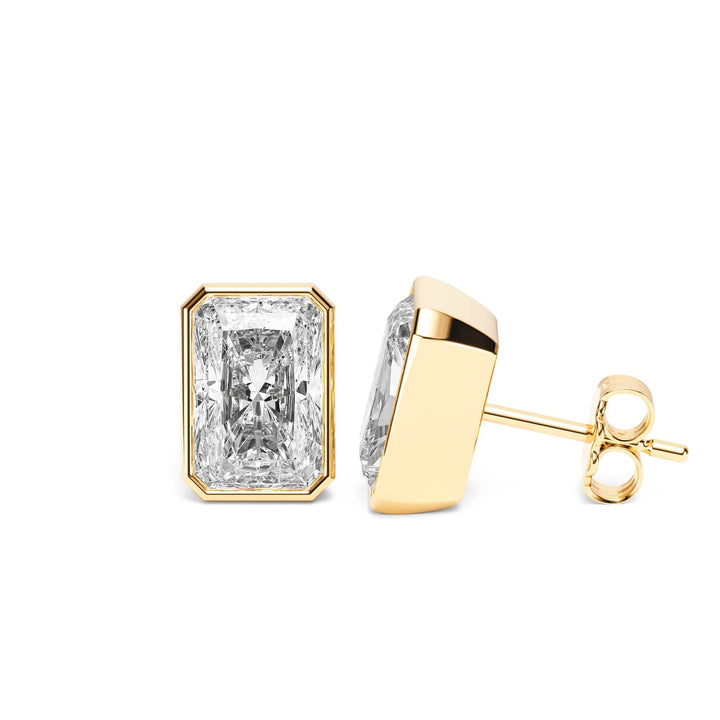Deco Bezel Radiant Lab Diamond Studs -  E1112 in Earrings by 18 KARATS INC.