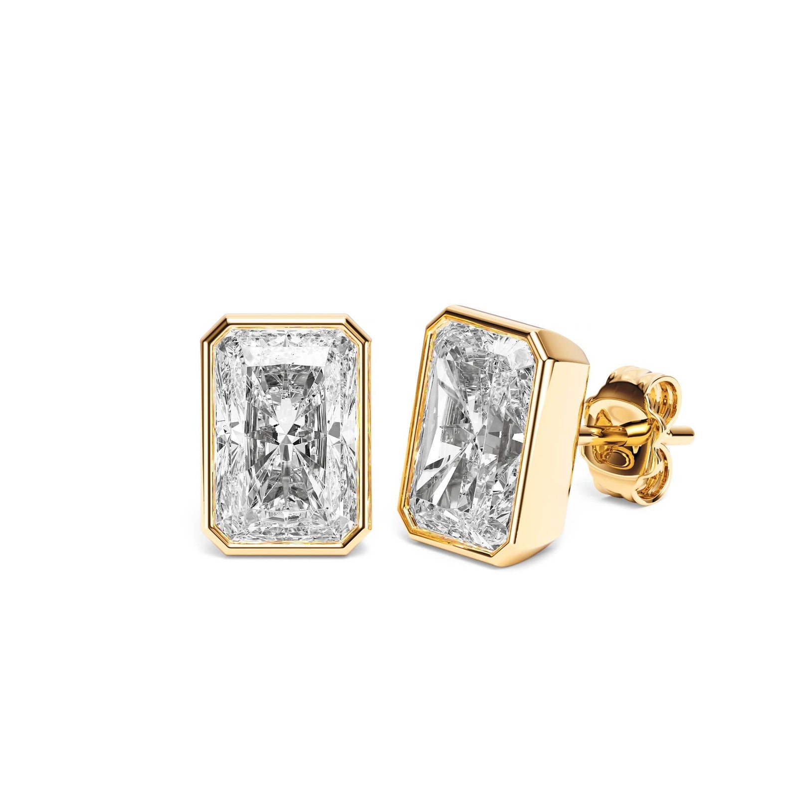 Deco Bezel Radiant Lab Diamond Studs -  E1112 in Earrings by 18 KARATS INC.