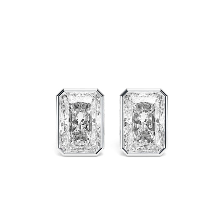 Deco Bezel Radiant Lab Diamond Studs -  E1112 in Earrings by 18 KARATS INC.