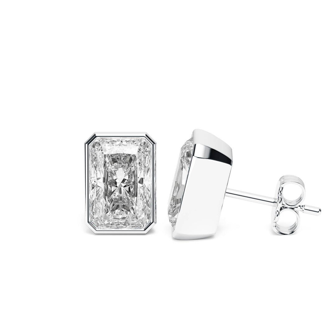 Deco Bezel Radiant Lab Diamond Studs -  E1112 in Earrings by 18 KARATS INC.