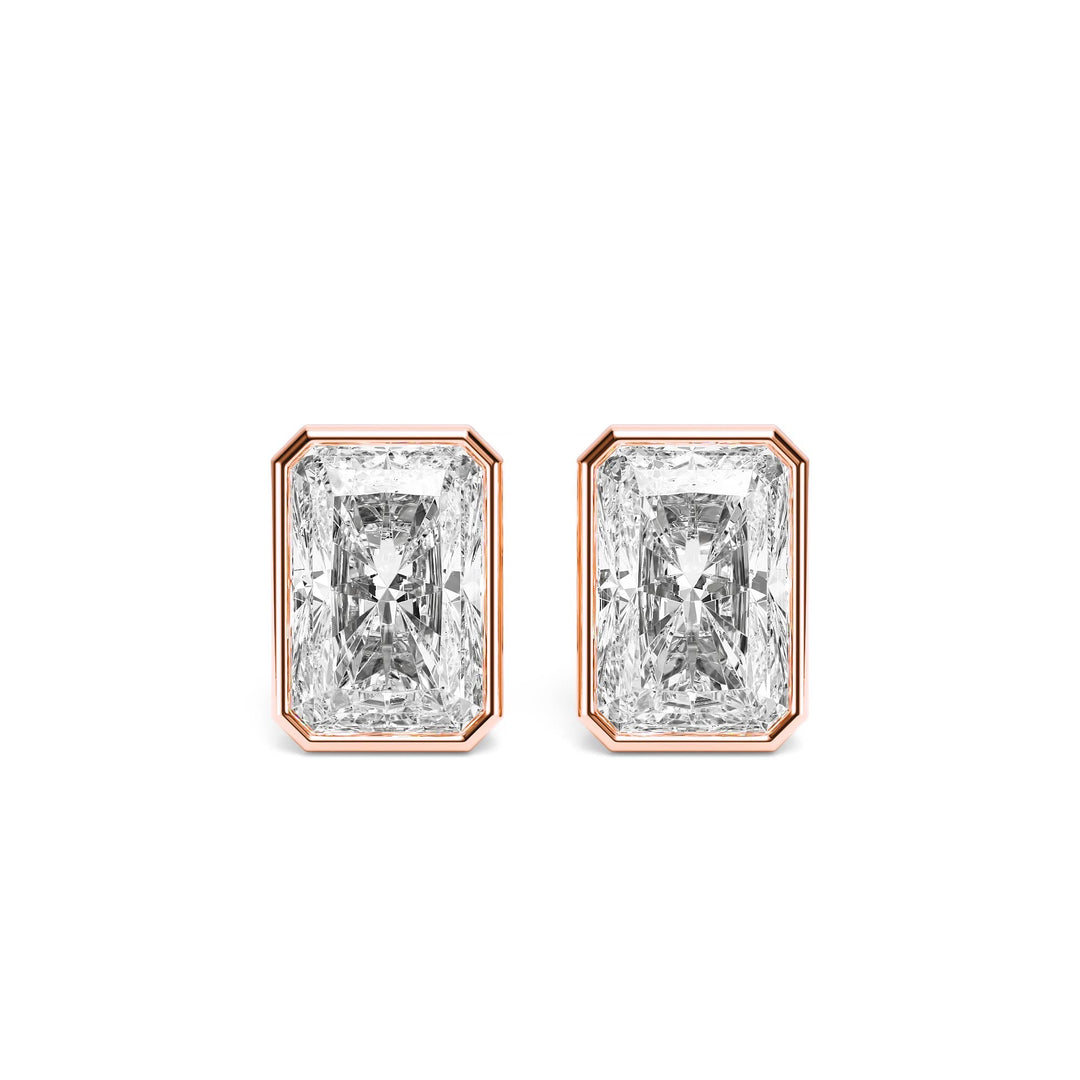 Deco Bezel Radiant Lab Diamond Studs -  E1112 in Earrings by 18 KARATS INC.