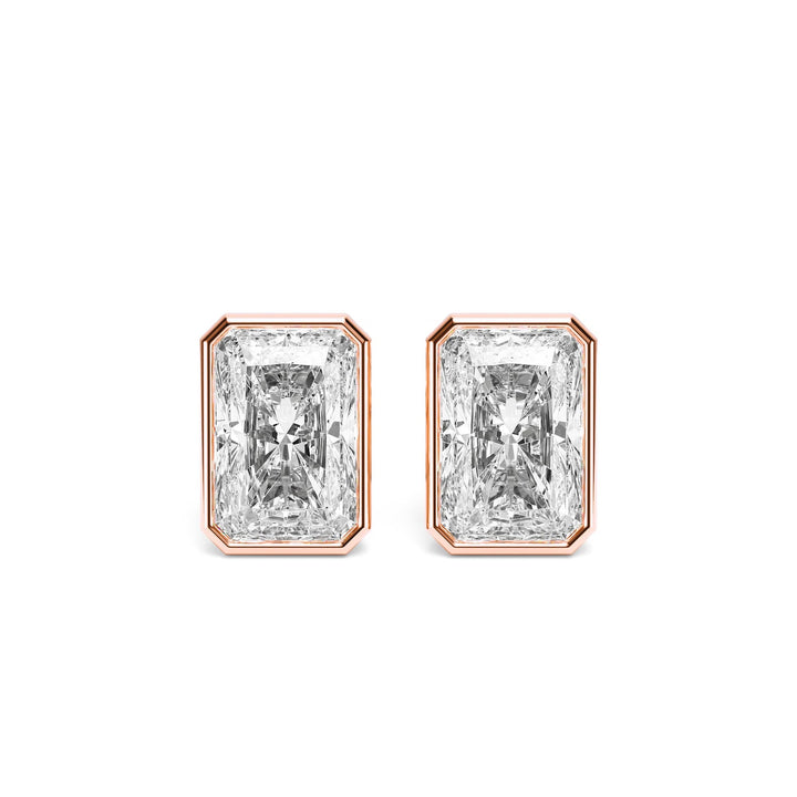 Deco Bezel Radiant Lab Diamond Studs -  E1112 in Earrings by 18 KARATS INC.