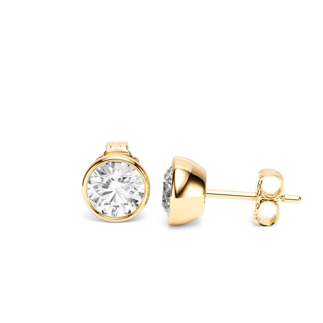 Deco Bezel Round Lab Diamond Studs -  E1112 in Earrings by 18 KARATS INC.