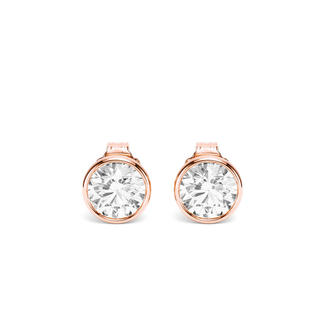 Deco Bezel Round Lab Diamond Studs -  E1112 in Earrings by 18 KARATS INC.
