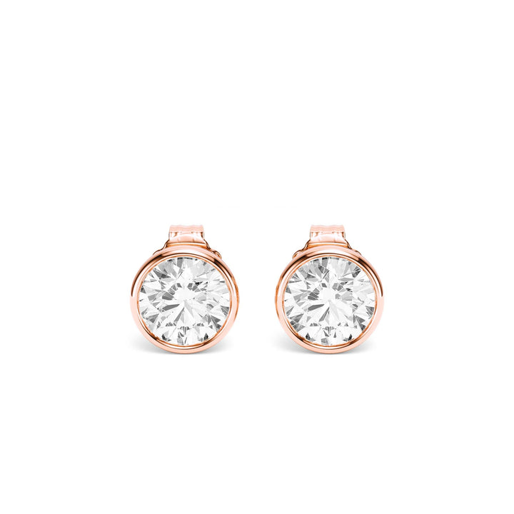 Deco Bezel Round Lab Diamond Studs -  E1112 in Earrings by 18 KARATS INC.