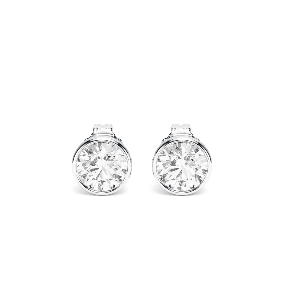 Deco Bezel Round Lab Diamond Studs -  E1112 in Earrings by 18 KARATS INC.