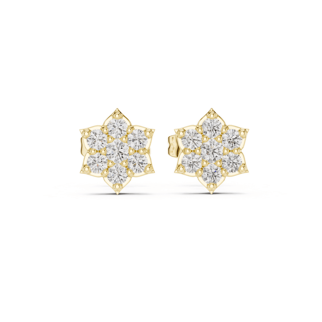Diamond Flower Stud Earrings - E1129 in Earrings by 18 KARATS INC.