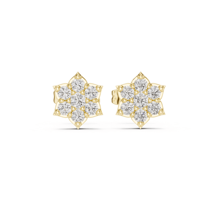 Diamond Flower Stud Earrings - E1129 in Earrings by 18 KARATS INC.