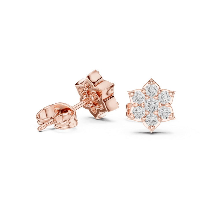 Diamond Flower Stud Earrings - E1129 in Earrings by 18 KARATS INC.