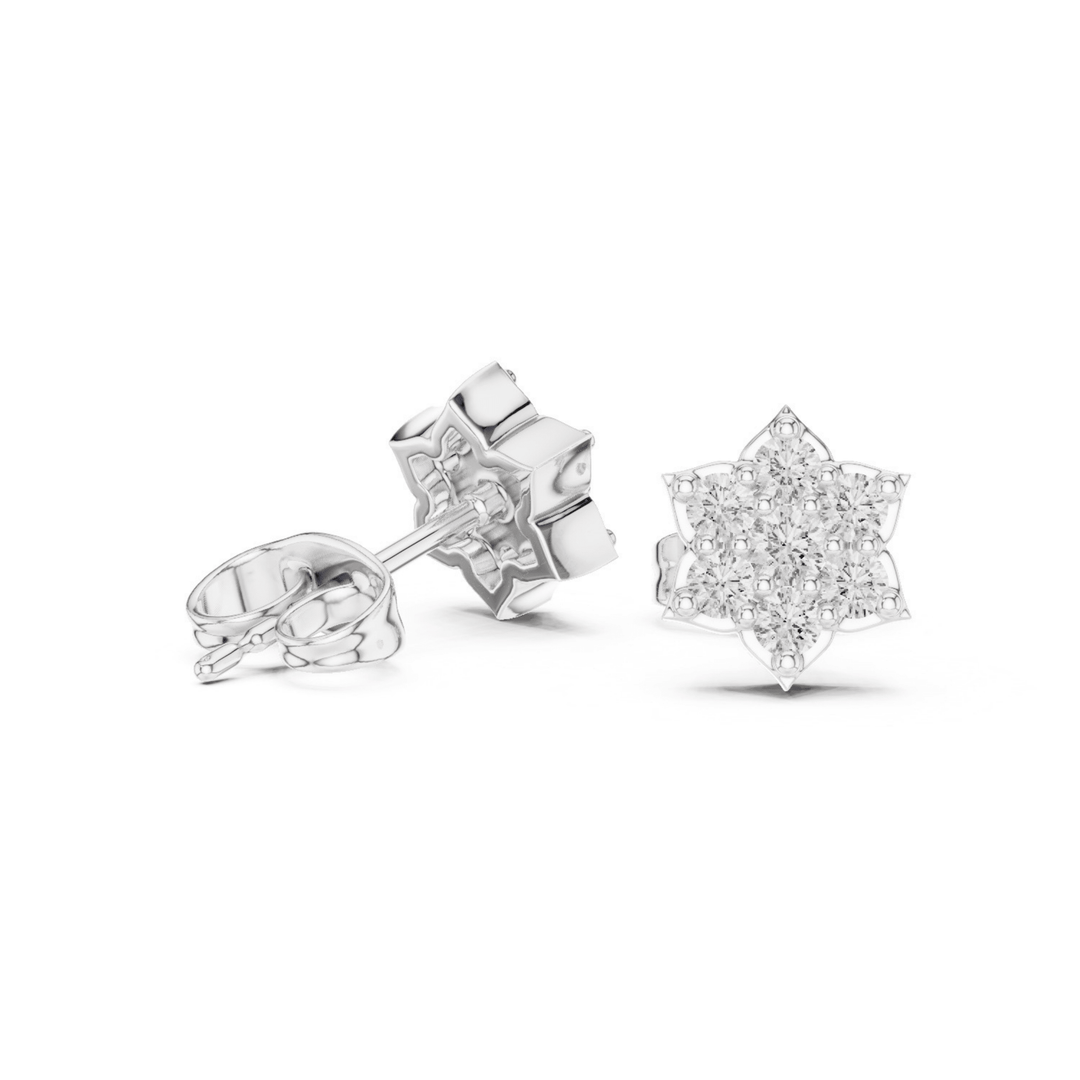 Diamond Flower Stud Earrings - E1129 in Earrings by 18 KARATS INC.