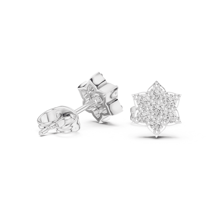 Diamond Flower Stud Earrings - E1129 in Earrings by 18 KARATS INC.
