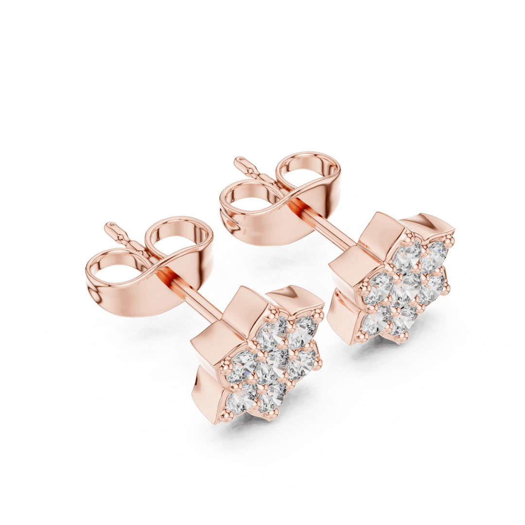 Diamond Flower Stud Earrings - E1129 in Earrings by 18 KARATS INC.
