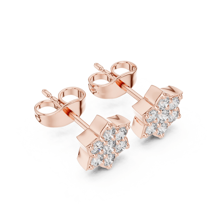 Diamond Flower Stud Earrings - E1129 in Earrings by 18 KARATS INC.