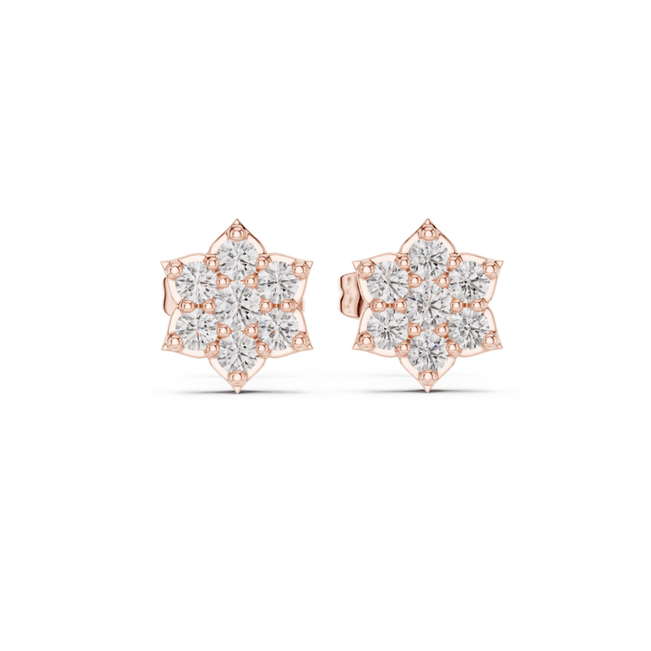 Diamond Flower Stud Earrings - E1129 in Earrings by 18 KARATS INC.