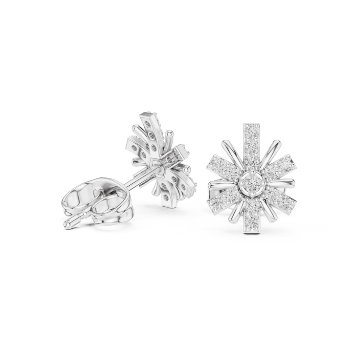 Diamond Sunburst Stud Earrings - E1132 in Earrings by 18 KARATS INC.