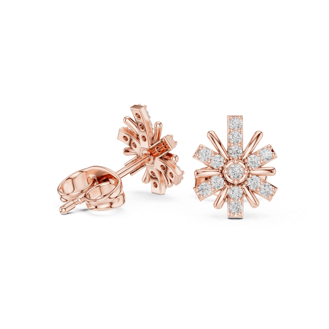 Diamond Sunburst Stud Earrings - E1132 in Earrings by 18 KARATS INC.