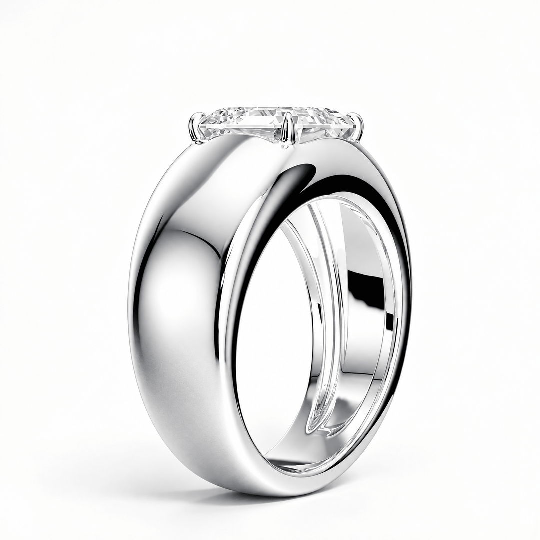 Dome Asscher Lab Diamond Ring in Ready Rings by 18 KARATS INC.