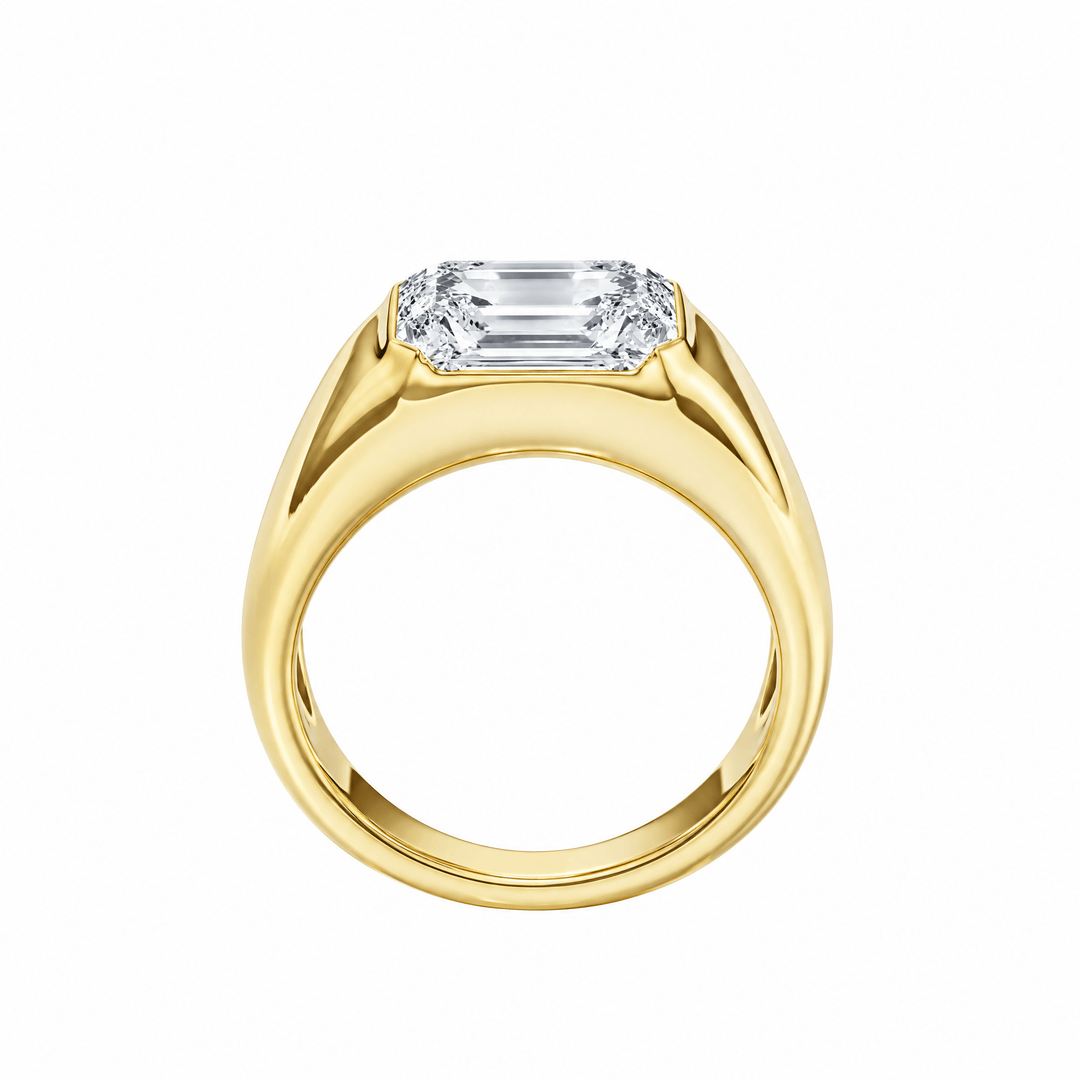 Dome Bezel Emerald Diamond Engagement Ring in Ring by 18 KARATS INC.