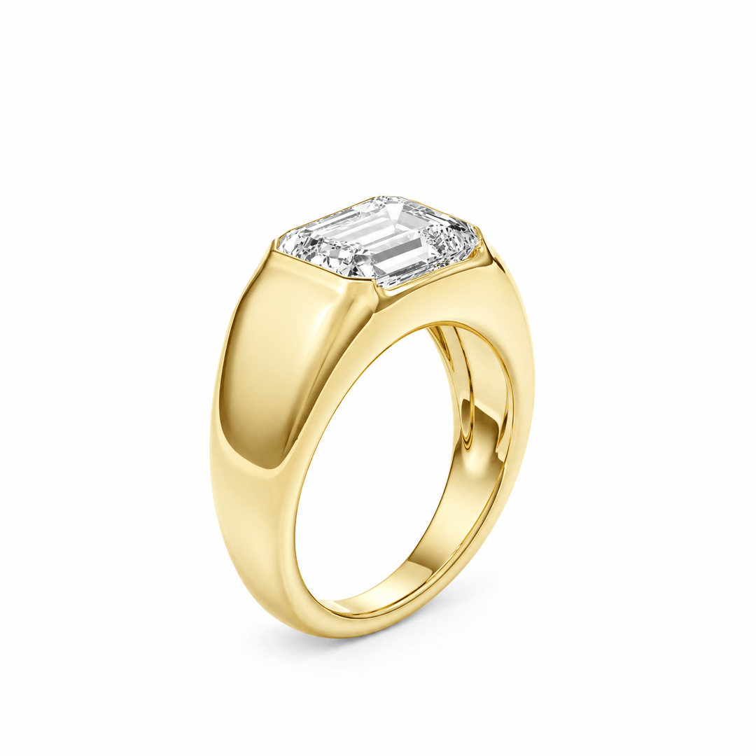Dome Bezel Emerald Diamond Engagement Ring in Ring by 18 KARATS INC.
