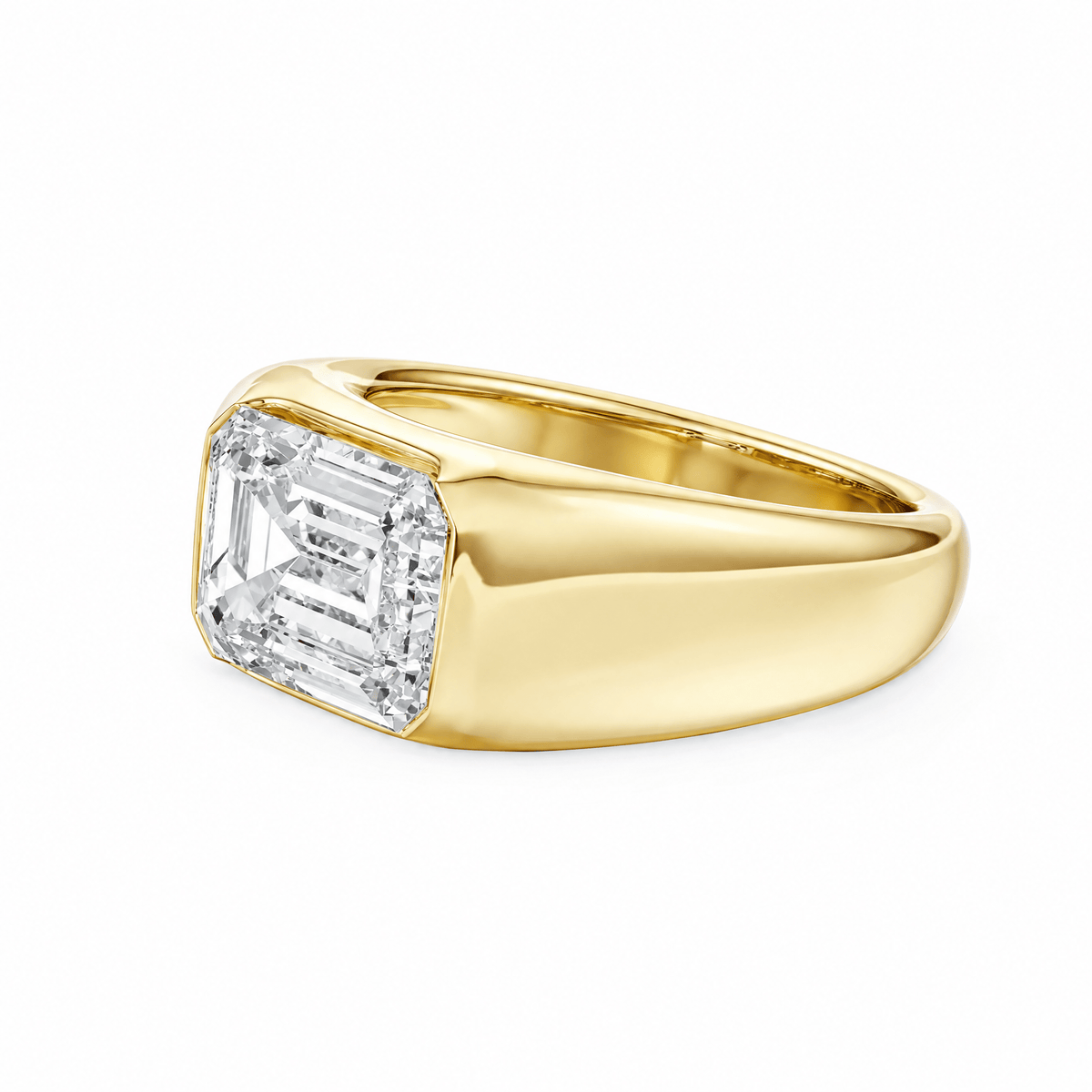 Dome Bezel Emerald Diamond Engagement Ring in Ring by 18 KARATS INC.