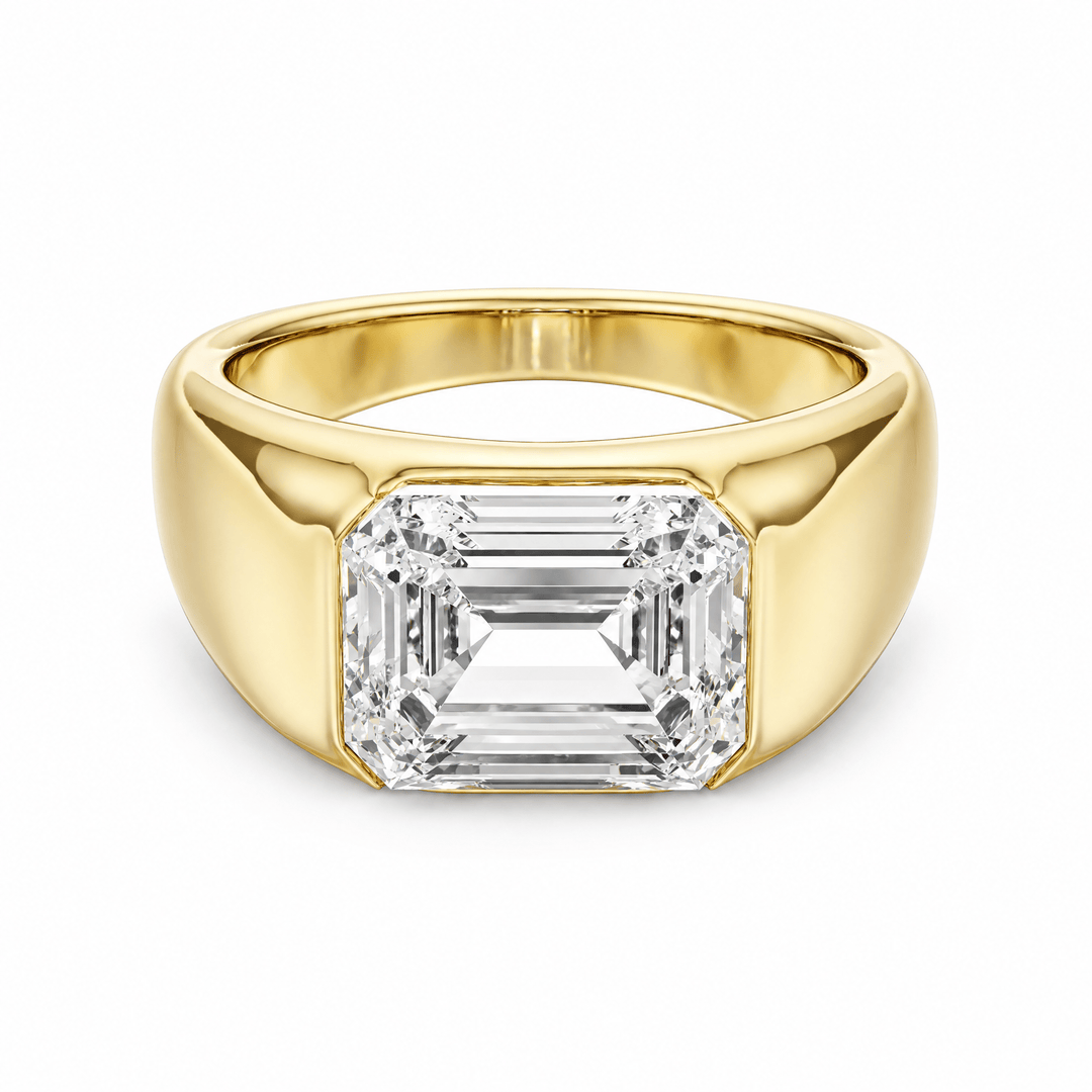 Dome Bezel Emerald Diamond Engagement Ring in Ring by 18 KARATS INC.