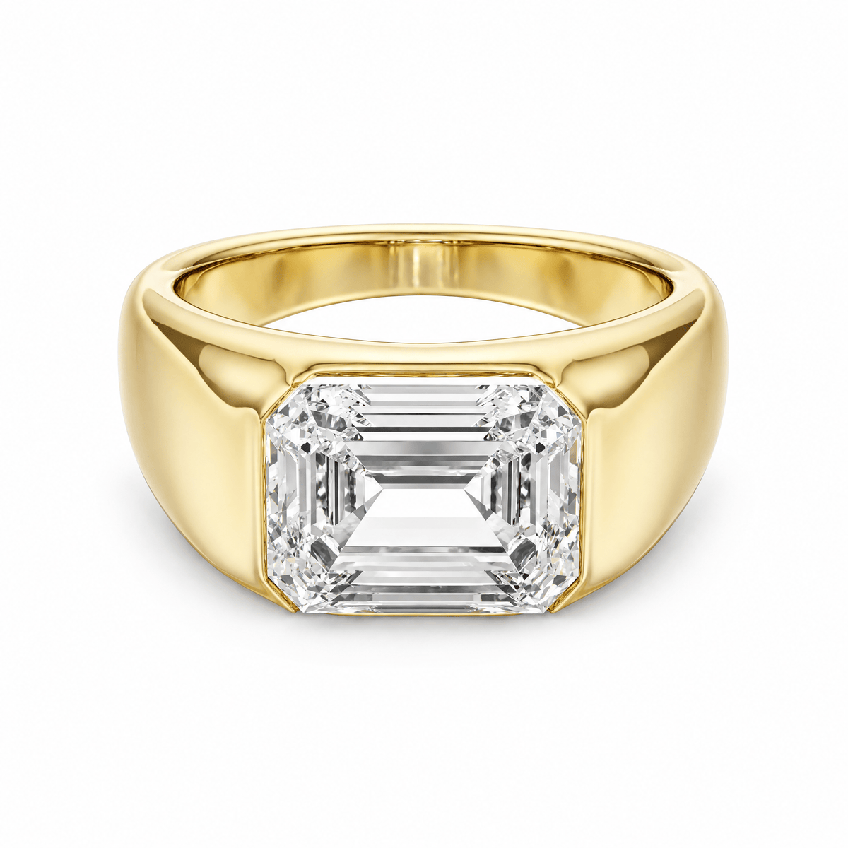 Dome Bezel Emerald Diamond Engagement Ring in Ring by 18 KARATS INC.