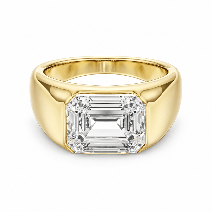 Dome Bezel Emerald Diamond Engagement Ring in Ring by 18 KARATS INC.