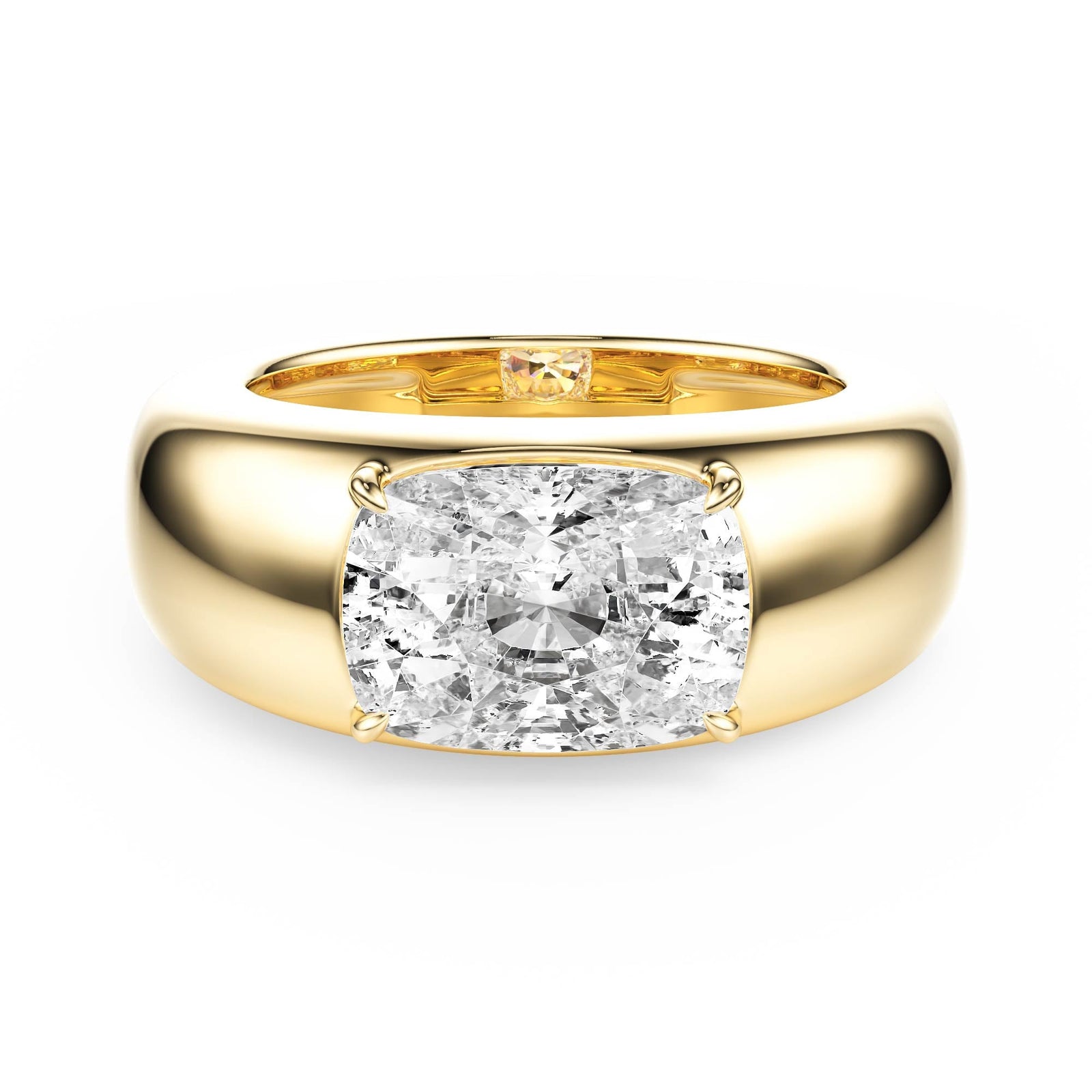 Dome Elongated Cushion Diamond Engagement Ring - R1267 in Ring by 18 KARATS INC.