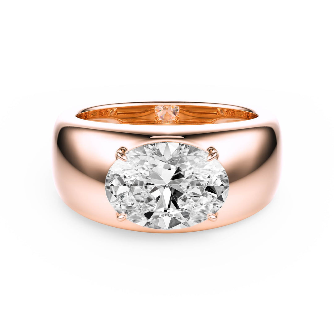 Dome Oval Diamond Engagement Ring - R1267 in Ring by 18 KARATS INC.