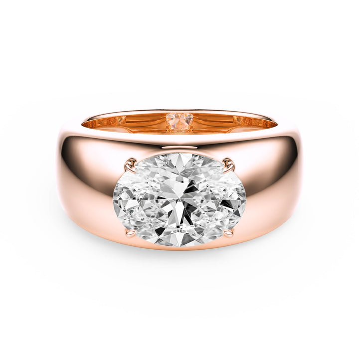 Dome Oval Diamond Engagement Ring - R1267 in Ring by 18 KARATS INC.