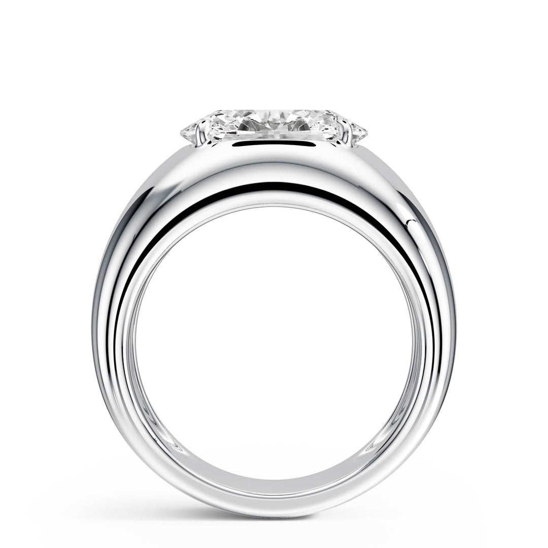 Dome Oval Diamond Engagement Ring - R1267 in Ring by 18 KARATS INC.