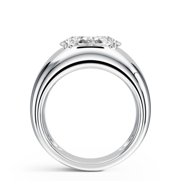 Dome Oval Diamond Engagement Ring - R1267 in Ring by 18 KARATS INC.