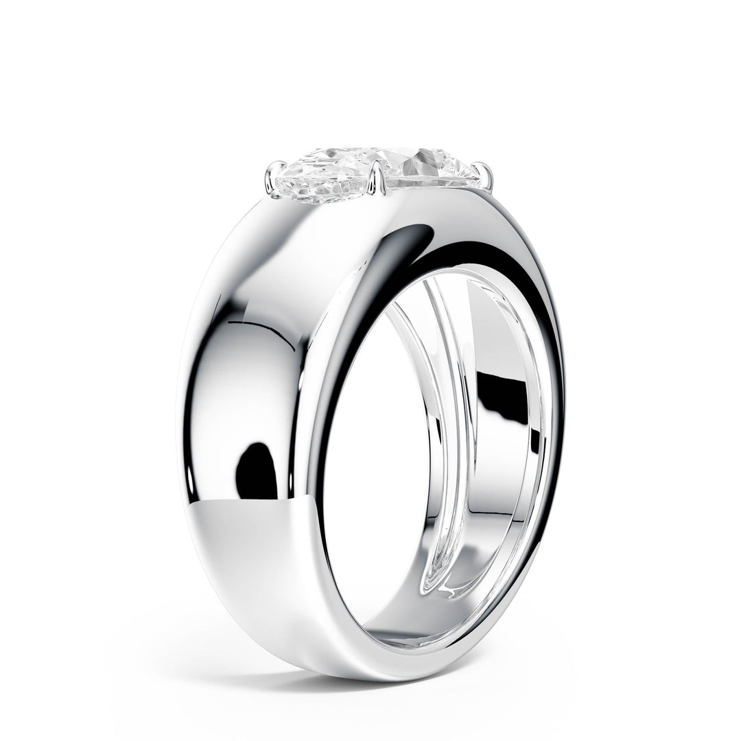 Dome Oval Diamond Engagement Ring - R1267 in Ring by 18 KARATS INC.