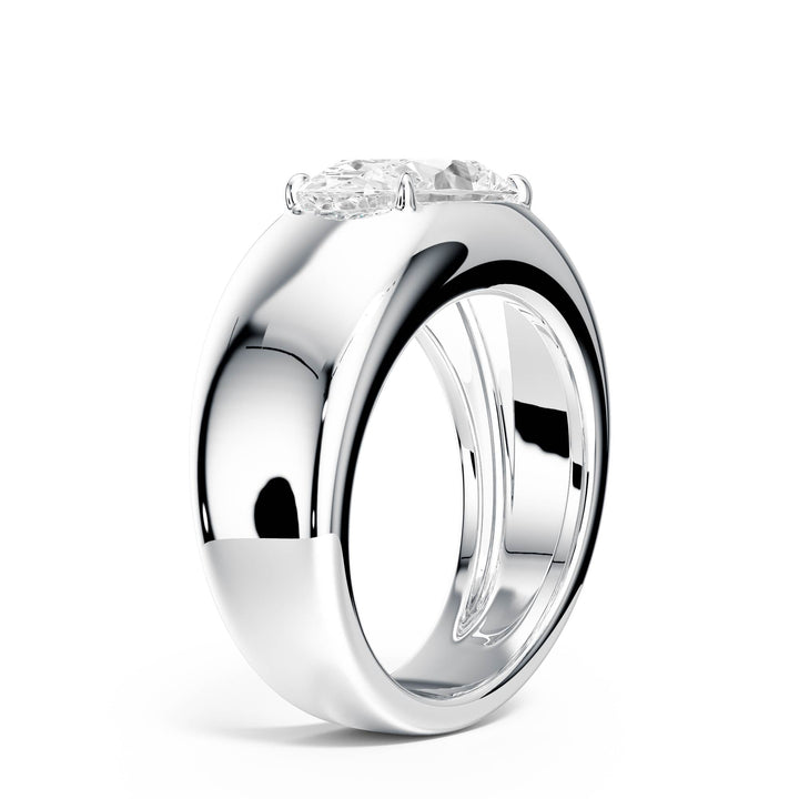 Dome Oval Diamond Engagement Ring - R1267 in Ring by 18 KARATS INC.