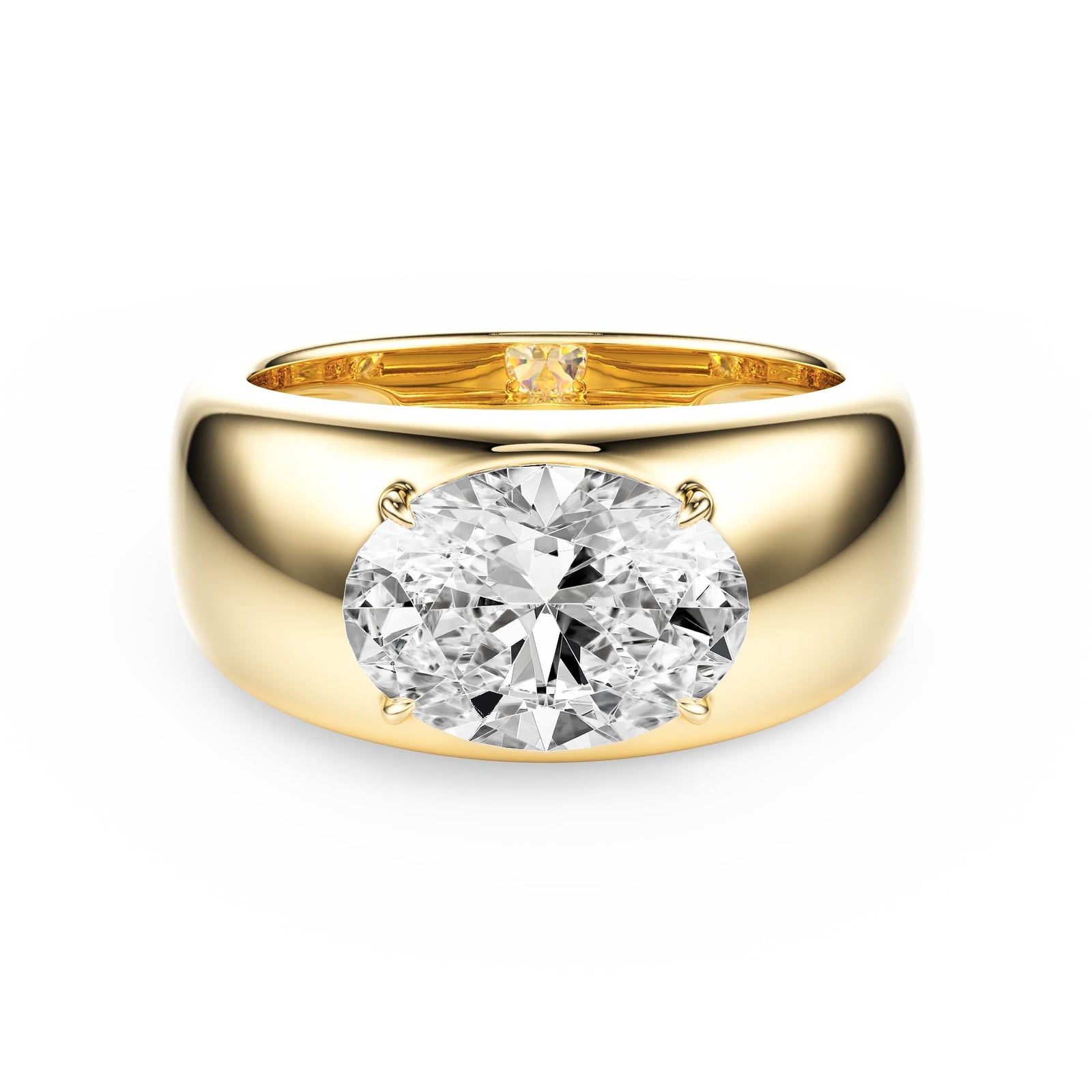 Dome Oval Diamond Engagement Ring - R1267 in Ring by 18 KARATS INC.