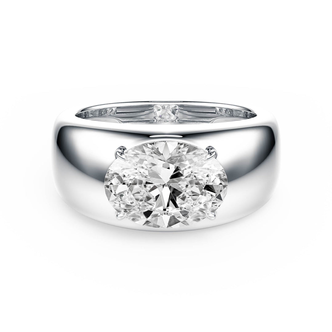 Dome Oval Diamond Engagement Ring - R1267 in Ring by 18 KARATS INC.