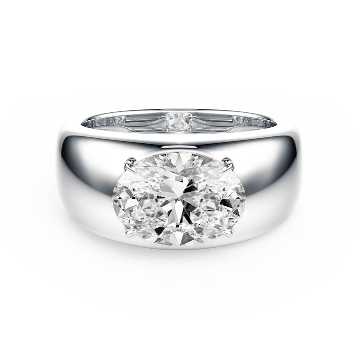 Dome Oval Diamond Engagement Ring - R1267 in Ring by 18 KARATS INC.