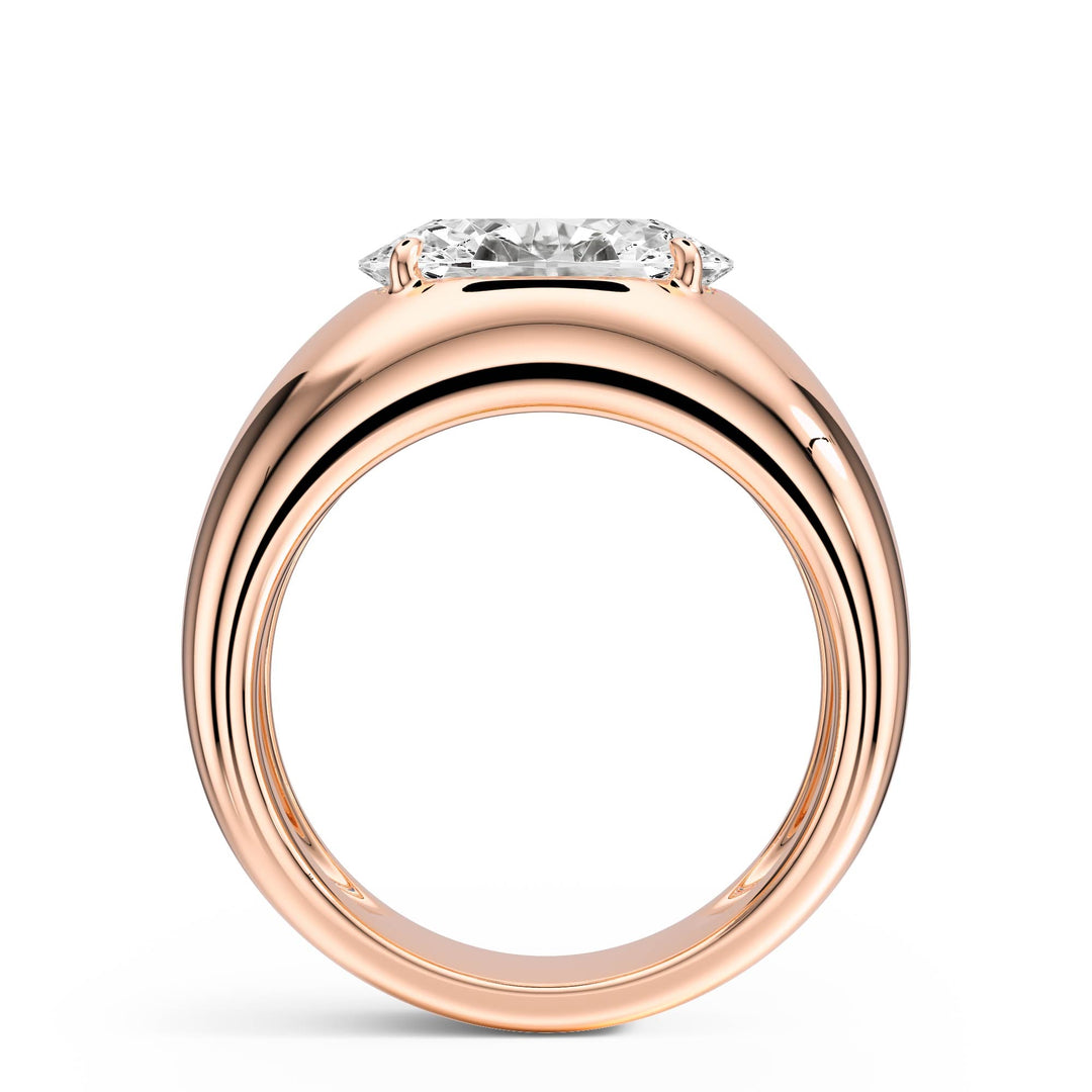 Dome Oval Diamond Engagement Ring - R1267 in Ring by 18 KARATS INC.