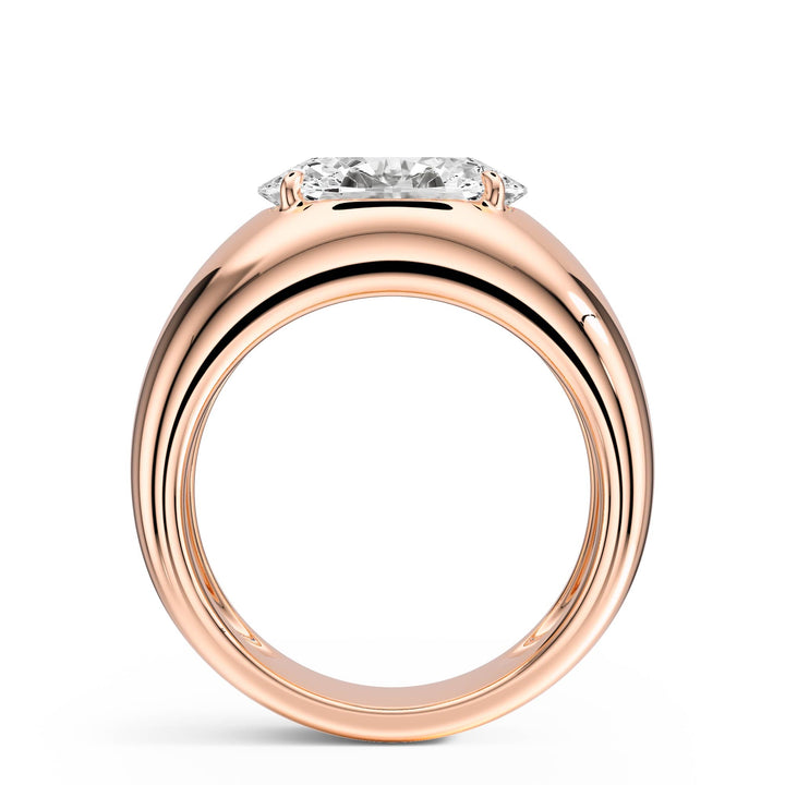 Dome Oval Diamond Engagement Ring - R1267 in Ring by 18 KARATS INC.