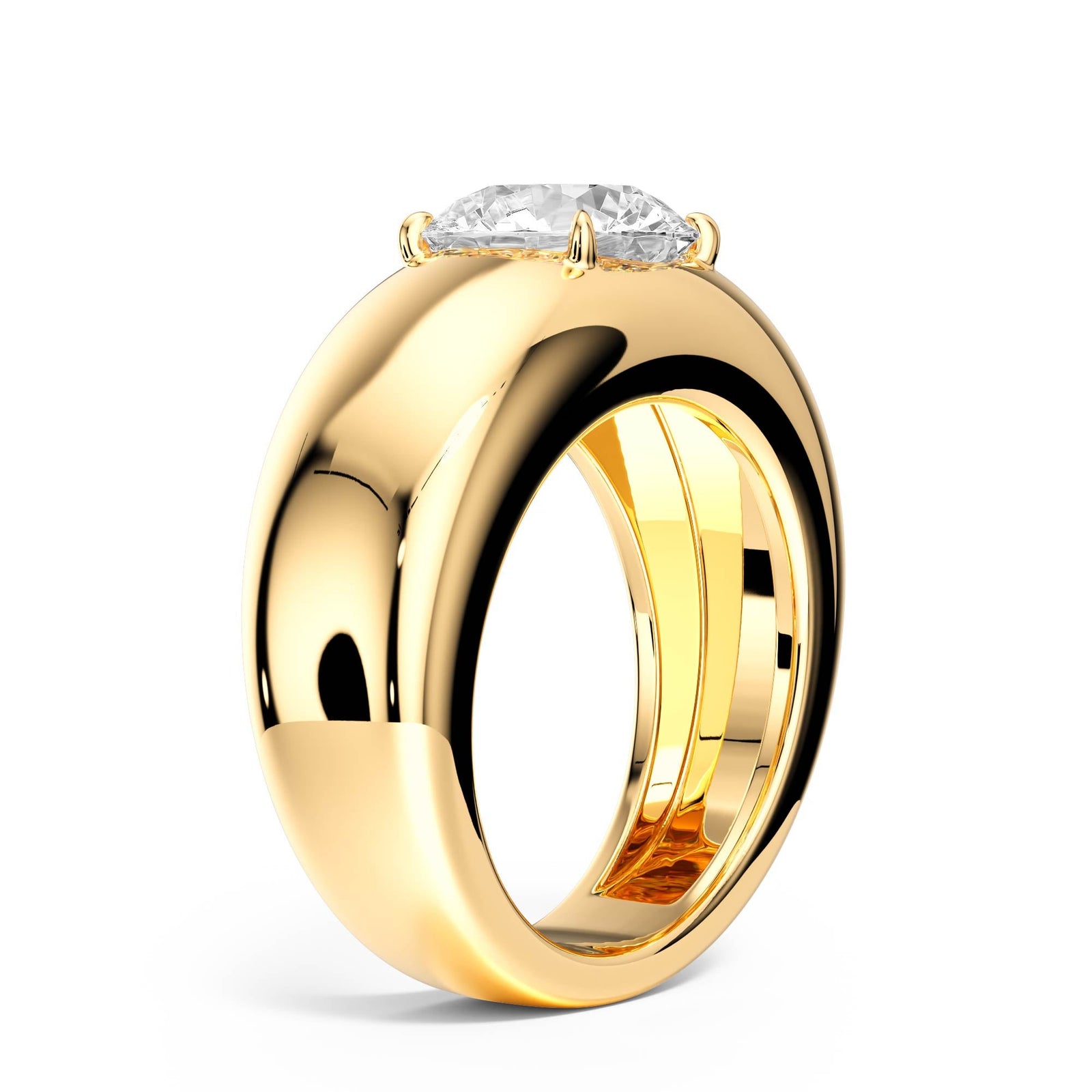 Dome Round Diamond Engagement Ring - R1267 in Ring by 18 KARATS INC.