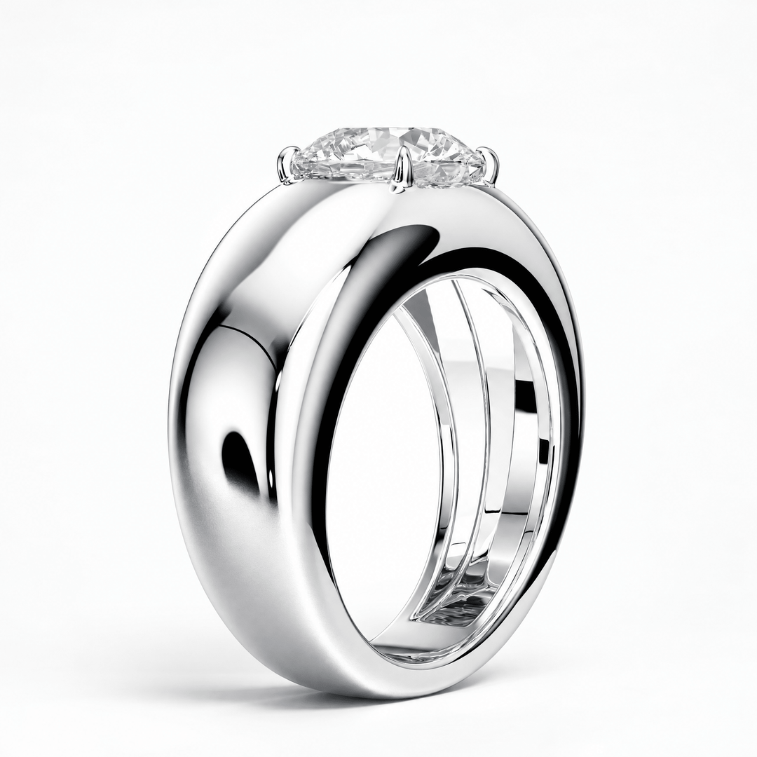 Dome Round Lab Diamond Ring in Ready Rings by 18 KARATS INC.