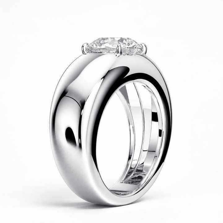 Dome Round Lab Diamond Ring in Ready Rings by 18 KARATS INC.