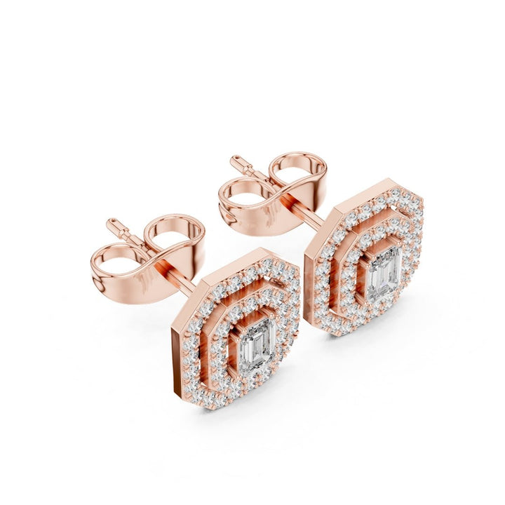 Double Halo Diamond Stud Earrings - E1116 in Earrings by 18 KARATS INC.