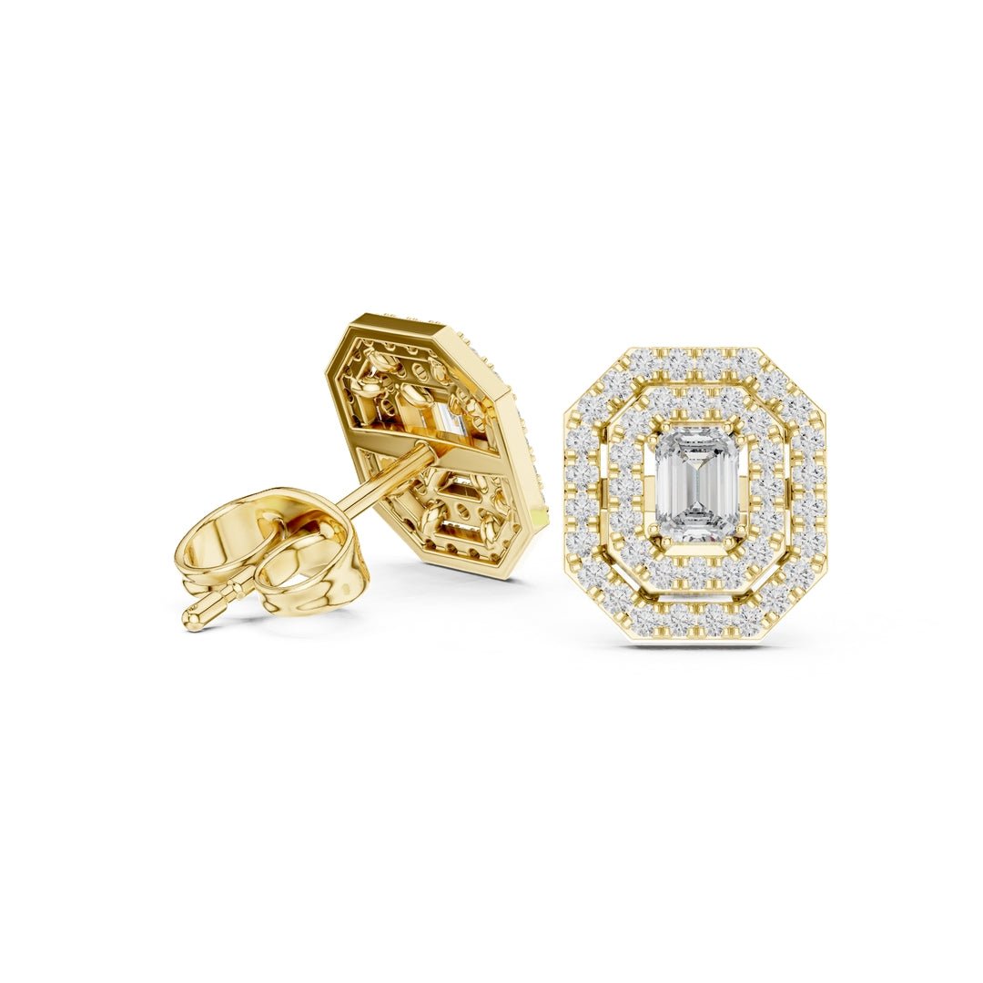 Double Halo Diamond Stud Earrings - E1116 in Earrings by 18 KARATS INC.