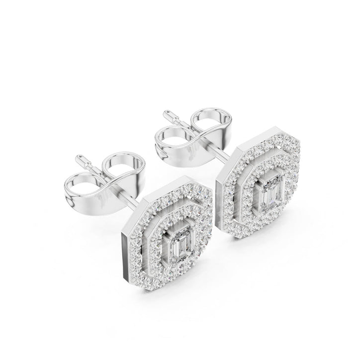 Double Halo Diamond Stud Earrings - E1116 in Earrings by 18 KARATS INC.